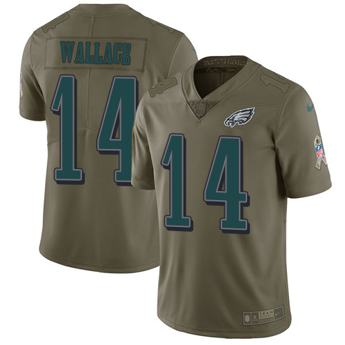Nike Eagles #14 Mike Wallace Olive Men's Stitched NFL Limited Salute To Service Jersey